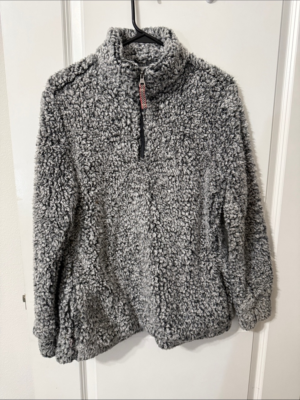 Weatherproof Gray Teddy Sherpa Quarter-Zip Jacket